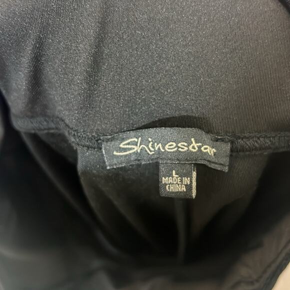 Shinestar Leggings Womens L Black Velvet High Rise Y2K Balletcore - Picture 4 of 5